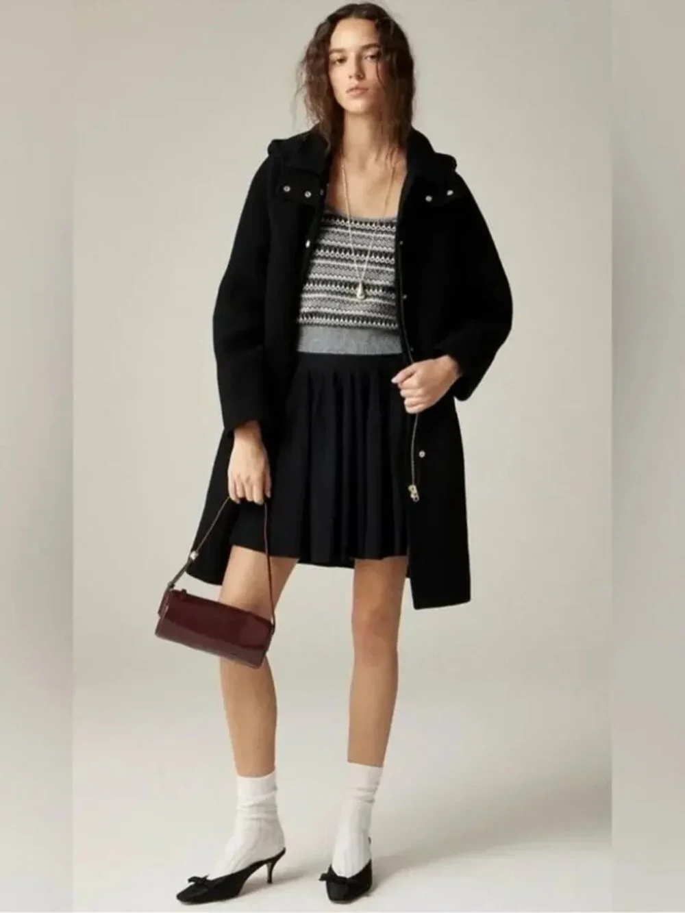 J. Crew Stowe Parka in Italian-Stadium Cloth in Black size 0 NWT